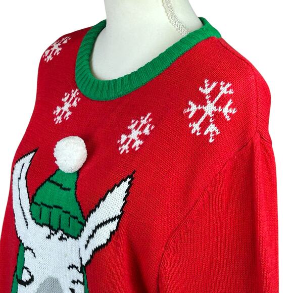 Imagin8 Holiday Ugly Sweater Size Large Red Green White Llama Fun Cozy Pullover - Picture 7 of 10